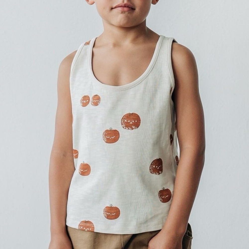 KIDWILD Organic Cotton Unisex Kids Cream Tomoto‎ AOP Tank Top Size 6-12m NWT